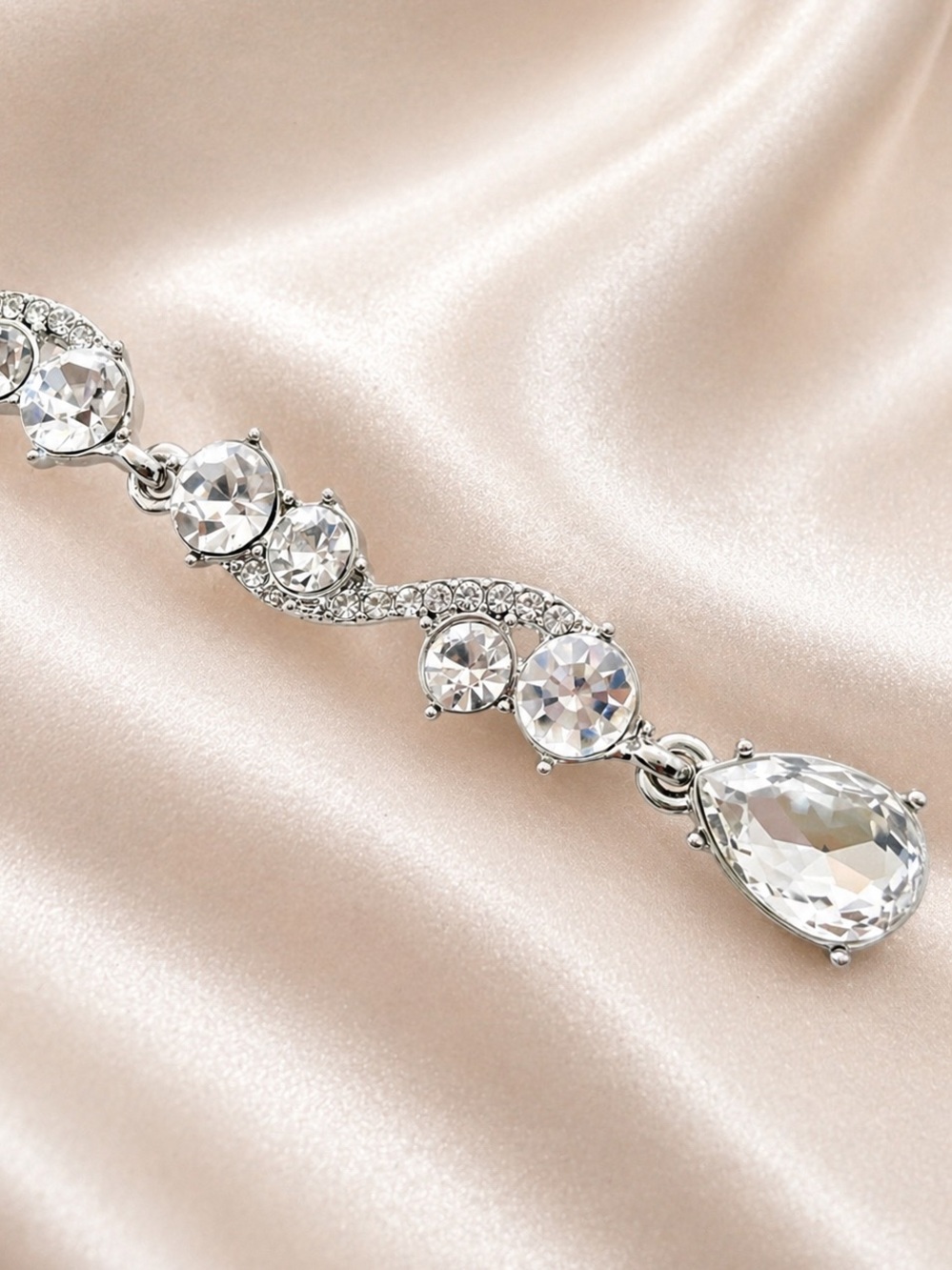 Givenchy Crystal Y-Drop Necklace Silver Tone - Picture 6 of 7